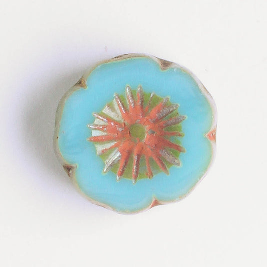 14mm Hibiscus Flower - Sky Blue Picasso