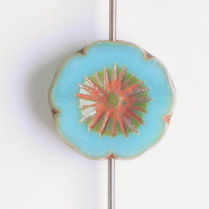 14mm Hibiscus Flower - Sky Blue Picasso