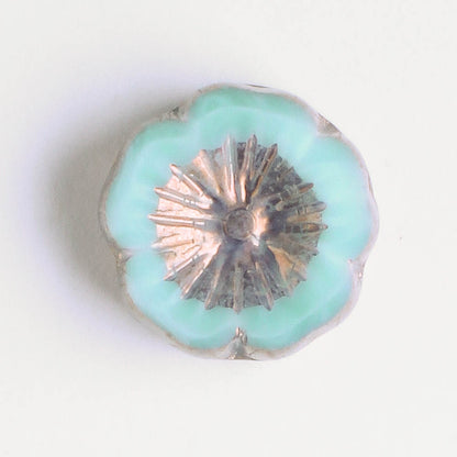 14mm Hibiscus Flower - Blue Geen with Purple