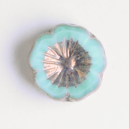14mm Hibiscus Flower - Blue Geen with Purple