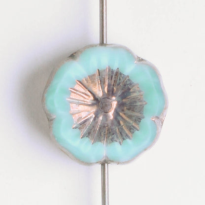 14mm Hibiscus Flower - Blue Geen with Purple