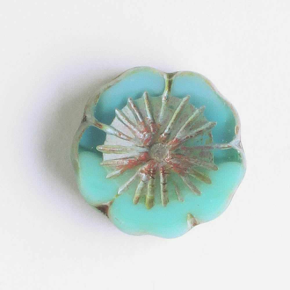 14mm Hibiscus Flower - Sea Green Picasso