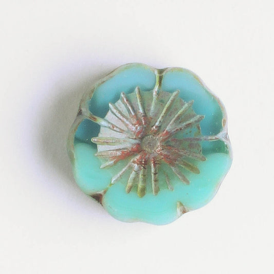 14mm Hibiscus Flower - Sea Green Picasso