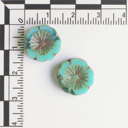 14mm Hibiscus Flower - Sea Green Picasso