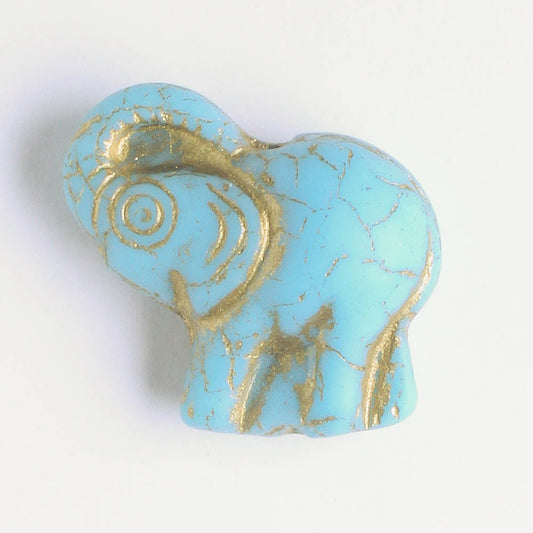 20x23mm Elephant - Matte Blue and Gold - each
