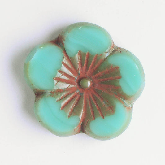 21mm Hibiscus Flower - Sea Green Picasso