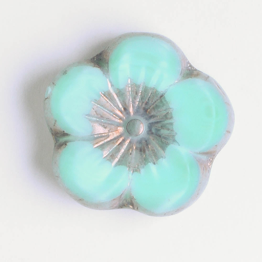 21mm Hibiscus Flower - Turquoise and Purple