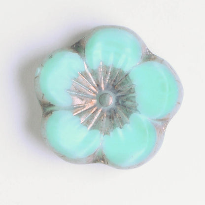 21mm Hibiscus Flower - Turquoise and Purple