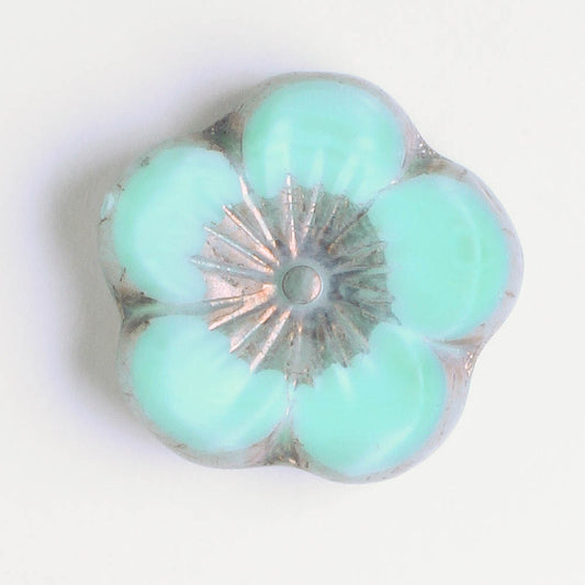 21mm Hibiscus Flower - Turquoise and Purple