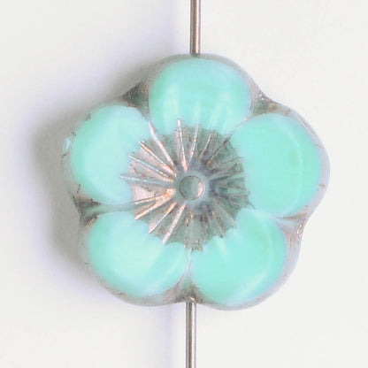21mm Hibiscus Flower - Turquoise and Purple