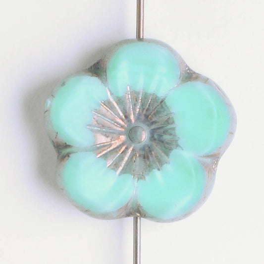 21mm Hibiscus Flower - Turquoise and Purple