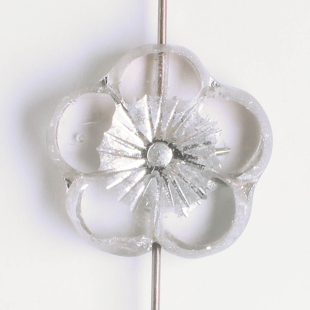 21mm Hibiscus Flower - Clear Silver AB