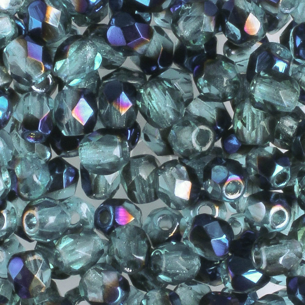 4mm Round Fire Polish Blue Iris