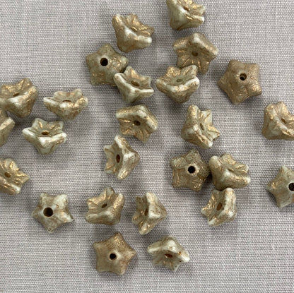 5x8mm Bell Flower - Gray and gold with an Etched Finish