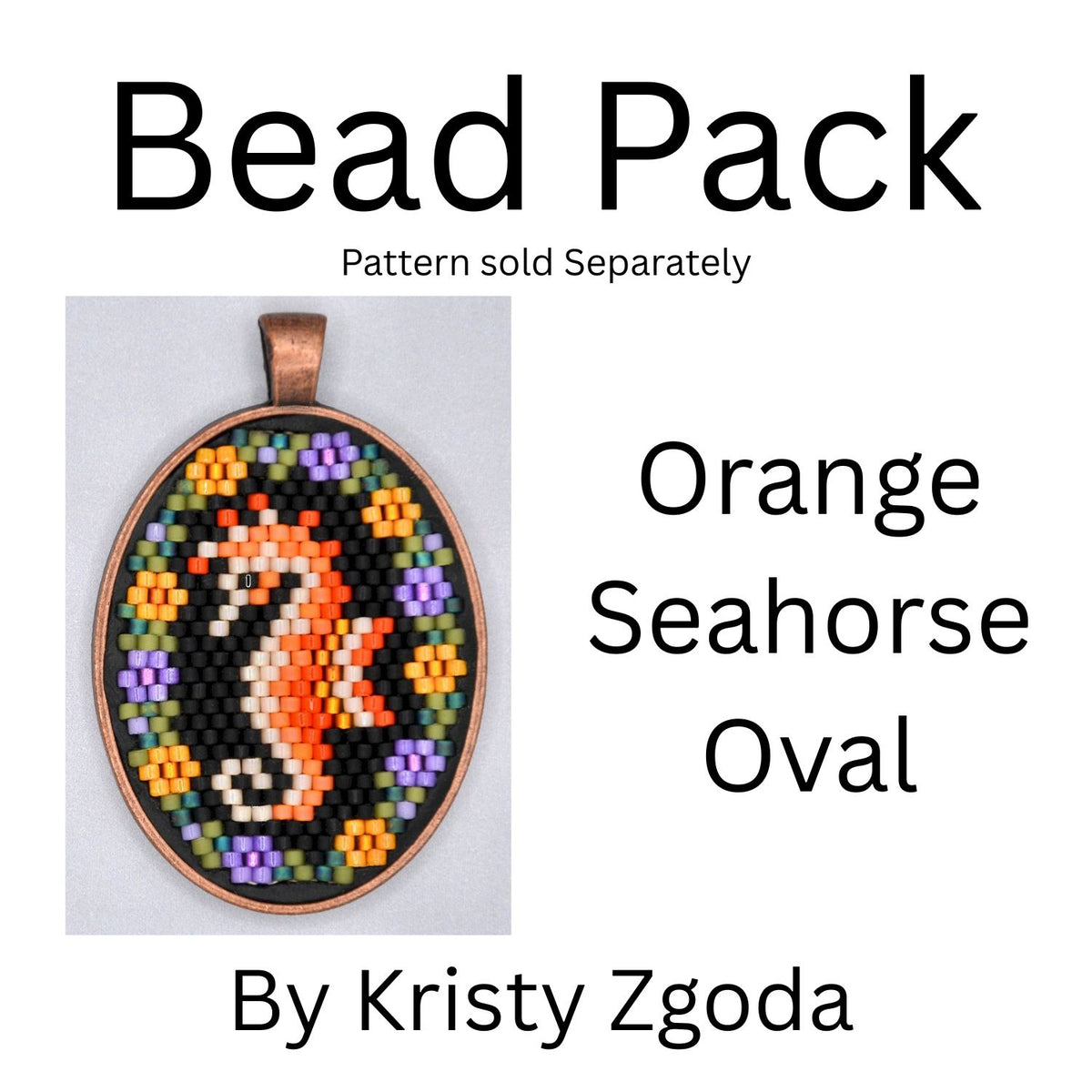 Orange Seahorse Oval Bead Pack