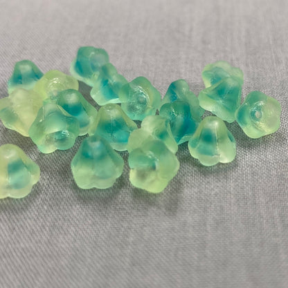 5x6mm Bell Flower - Aqua/Yellow