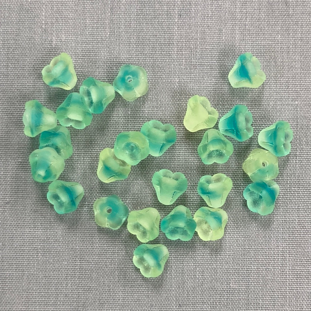 5x6mm Bell Flower - Aqua/Yellow