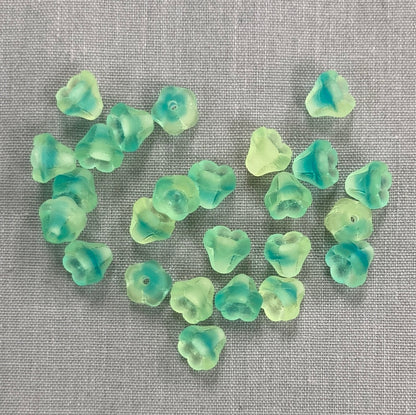 5x6mm Bell Flower - Aqua/Yellow