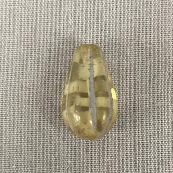 Czech Glass Melon Drop Bead - Yellow and White - each
