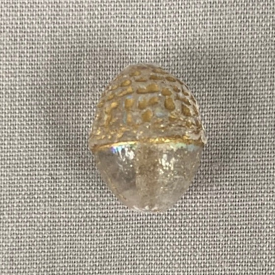 Czech Glass Acorn Bead - Clear AB with Gold  - each