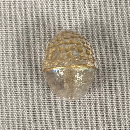 Czech Glass Acorn Bead - Clear AB with Gold  - each