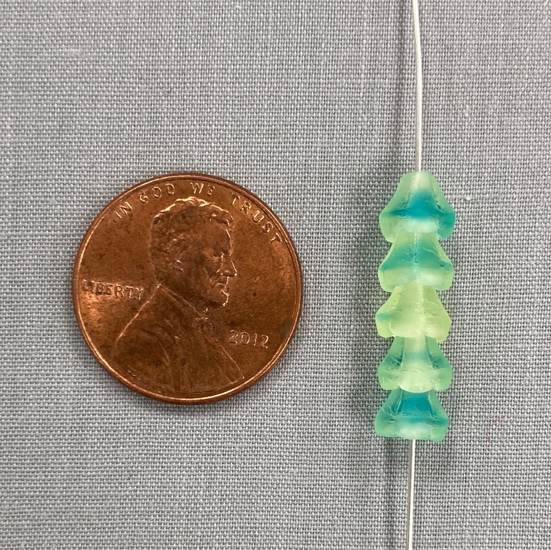 5x6mm Bell Flower - Aqua/Yellow