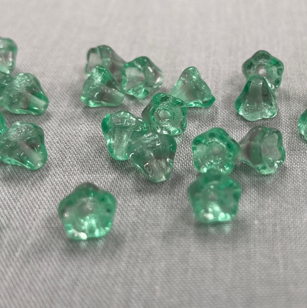5x6mm Bell Flower - Aqua/Gray