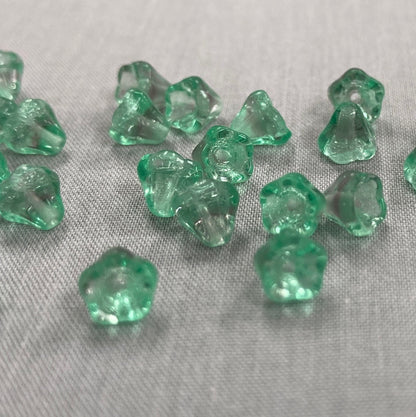5x6mm Bell Flower - Aqua/Gray