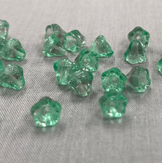 5x6mm Bell Flower - Aqua/Gray