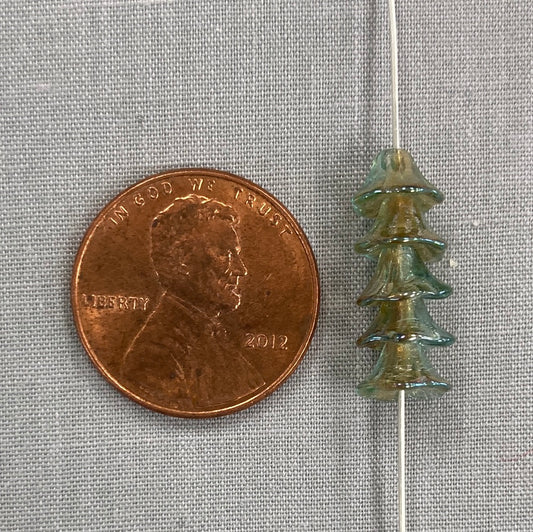 4x6mm Bell Flower - Teal/Brown Luster