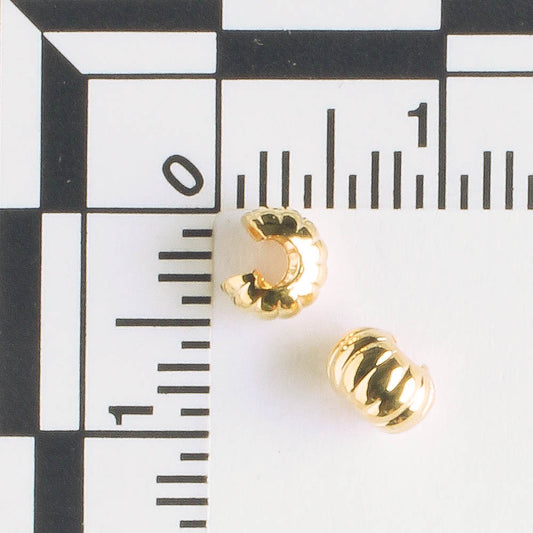 Crimp Cover 4mm Gold Corrugated
