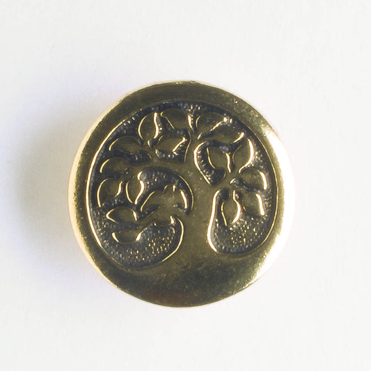 Bird in Tree Button - Antique Gold