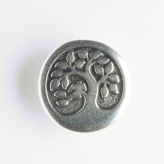 Bird in Tree Button - Antique Silver