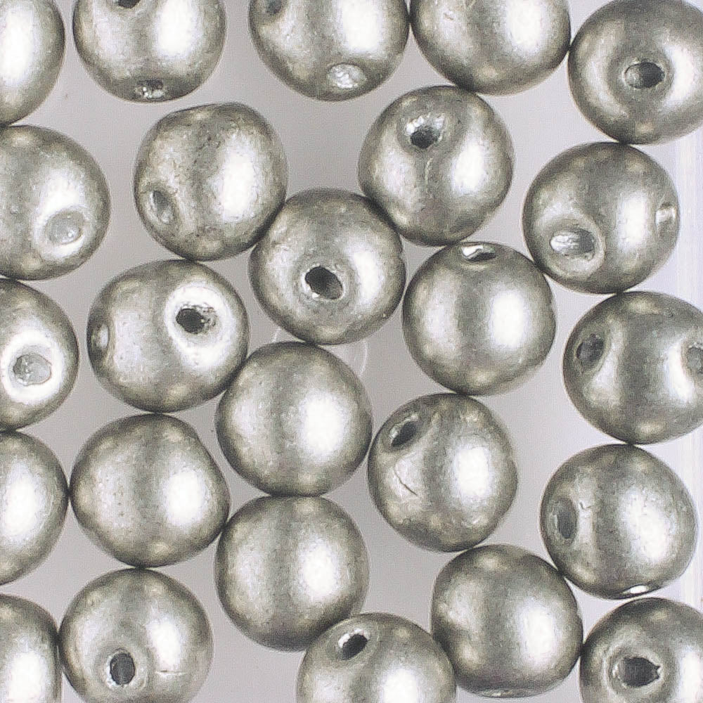 Top Hole 6mm Saturated Metallic Sharkskin - 25 beads