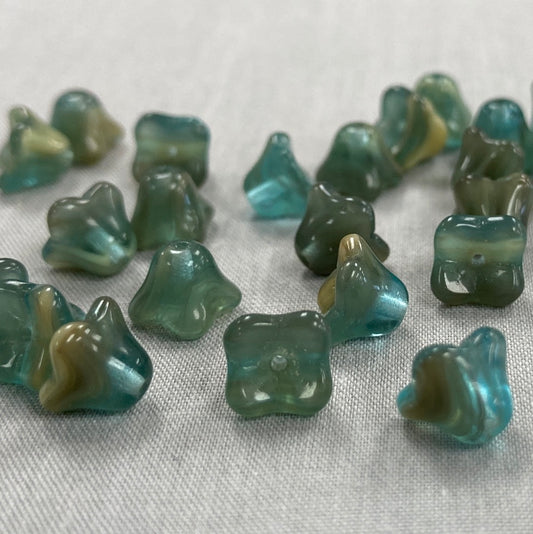 5x8mm Bell Flower - Green and Brown