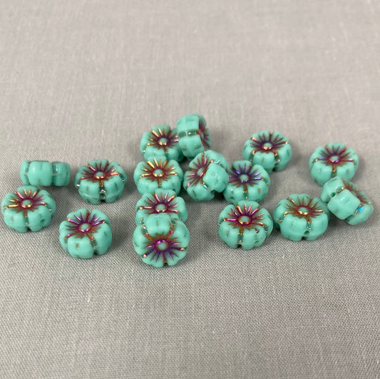 9mm Hibiscus Flower - Tea Green with AB