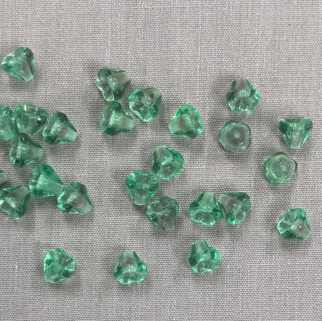 5x6mm Bell Flower - Aqua/Gray