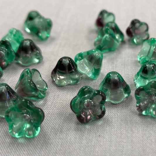 5x8mm Bell Flower - Green and Black