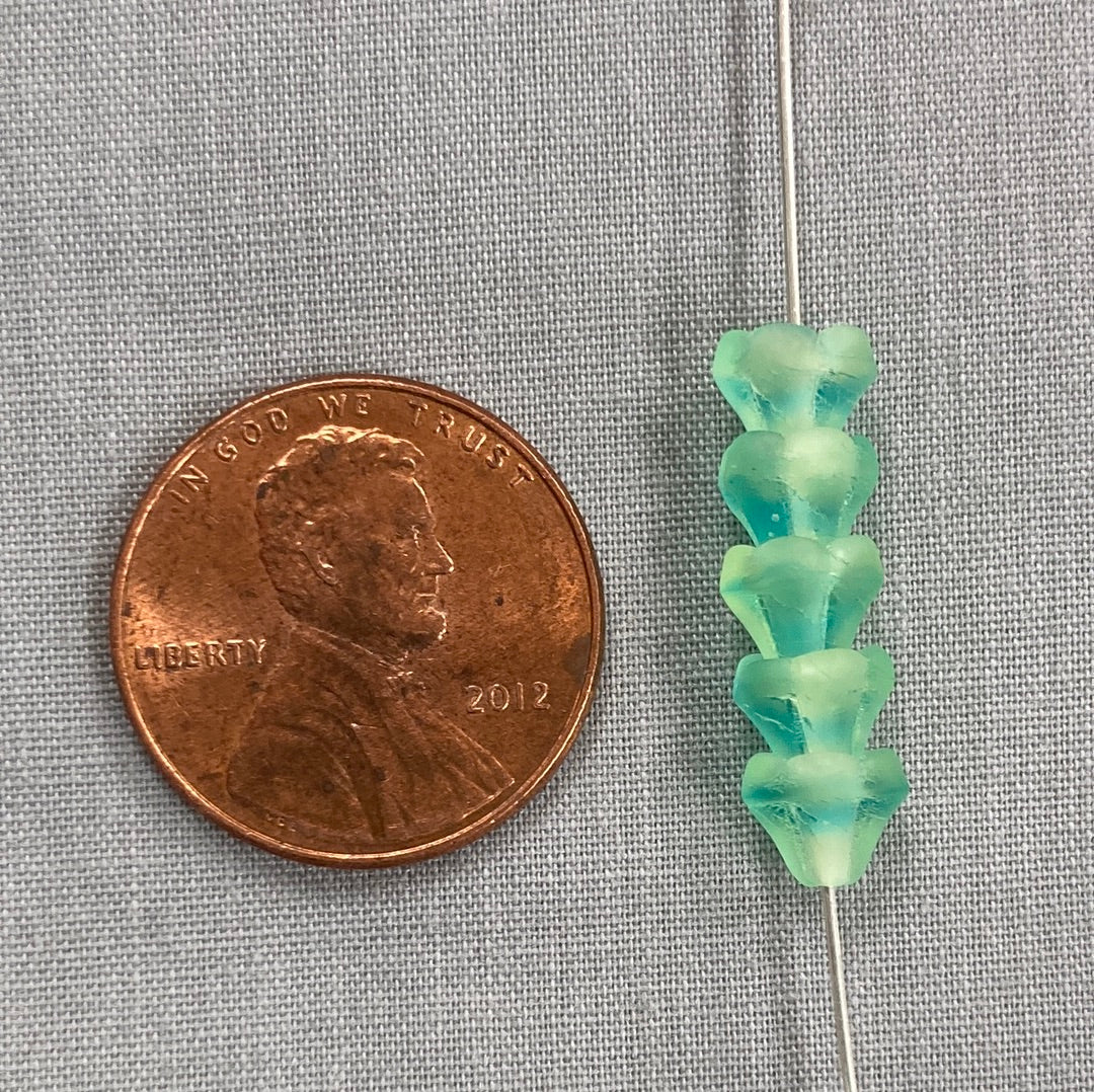 5x6mm Bell Flower - Aqua/Yellow