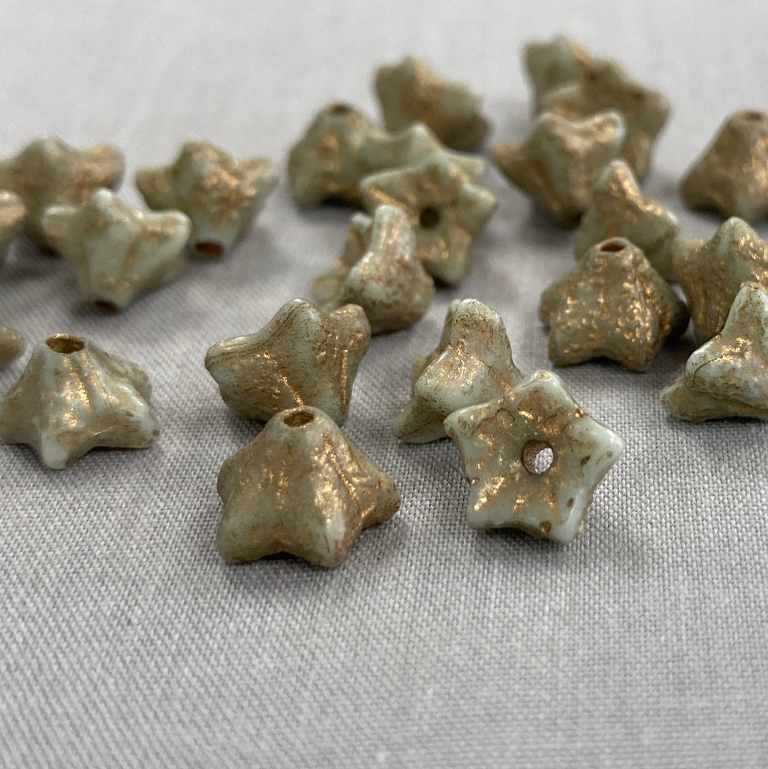 5x8mm Bell Flower - Gray and gold with an Etched Finish