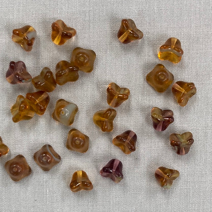5x8mm Bell Flower - Amber with Turquoise