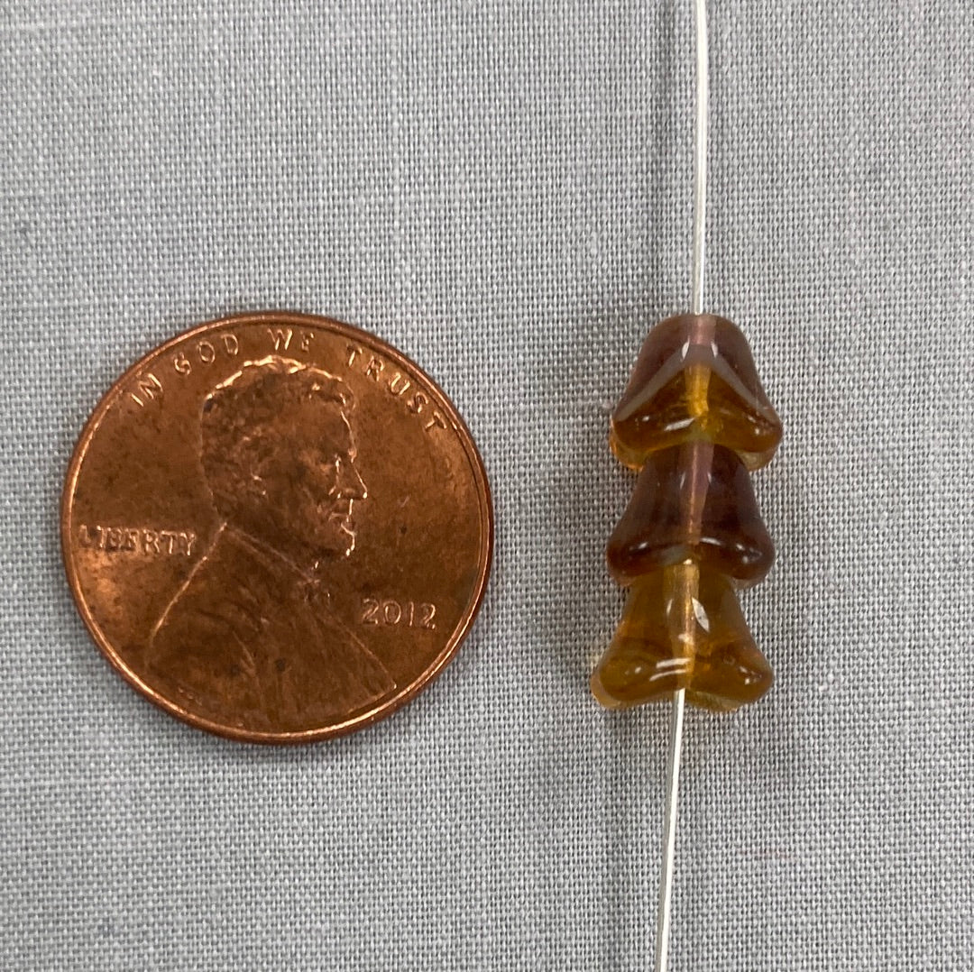 5x8mm Bell Flower - Amber with Turquoise