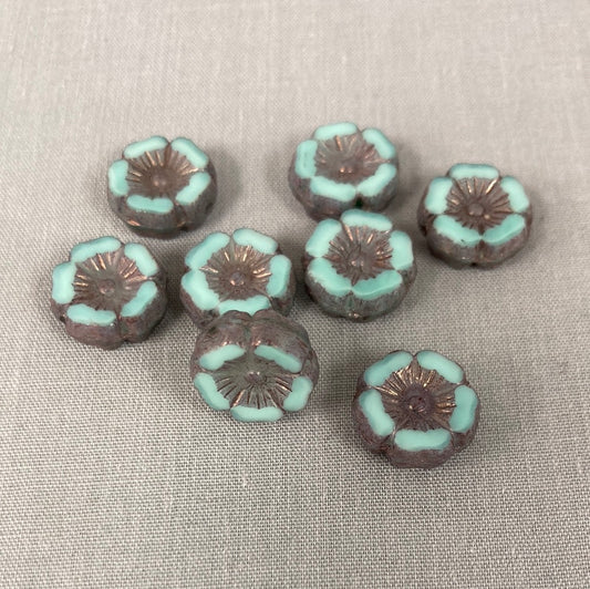 12mm Hibiscus Flower - Blue/Green