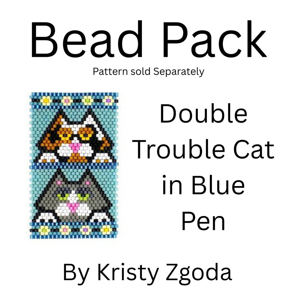 Double Trouble Cat in Blue Pen Bead Pack