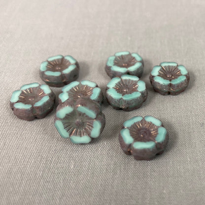 12mm Hibiscus Flower - Blue/Green