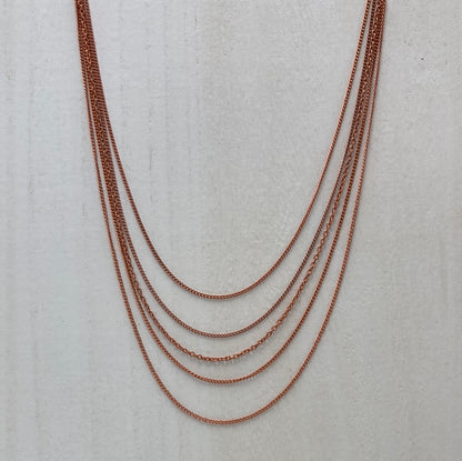 Copper 5 Strand Chain Necklace - 19"-24"