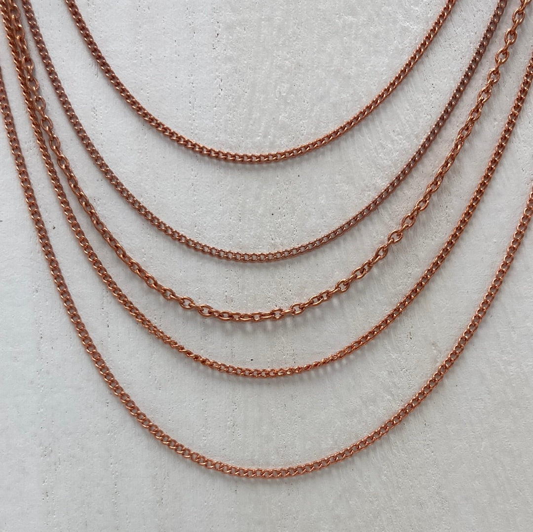 Copper 5 Strand Chain Necklace - 19"-24"