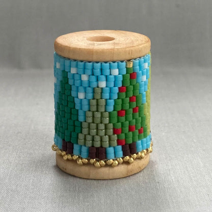 Christmas Trees and Santa Spool Cover Peyote Pattern - PDF