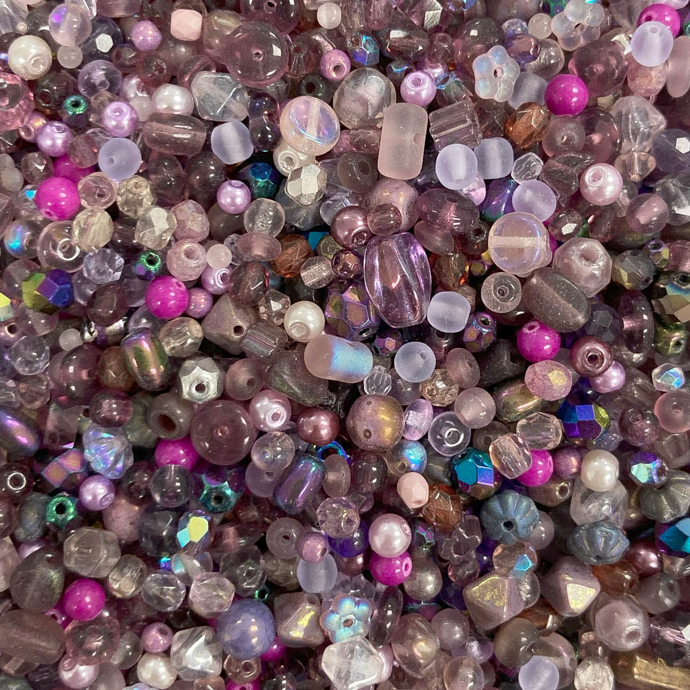 Orchid & Grape - Small Glass Beads Mix - 2oz