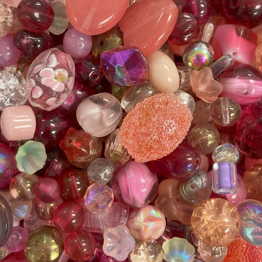 Bubblegum & Blush - Big Glass Beads Mix - 4oz